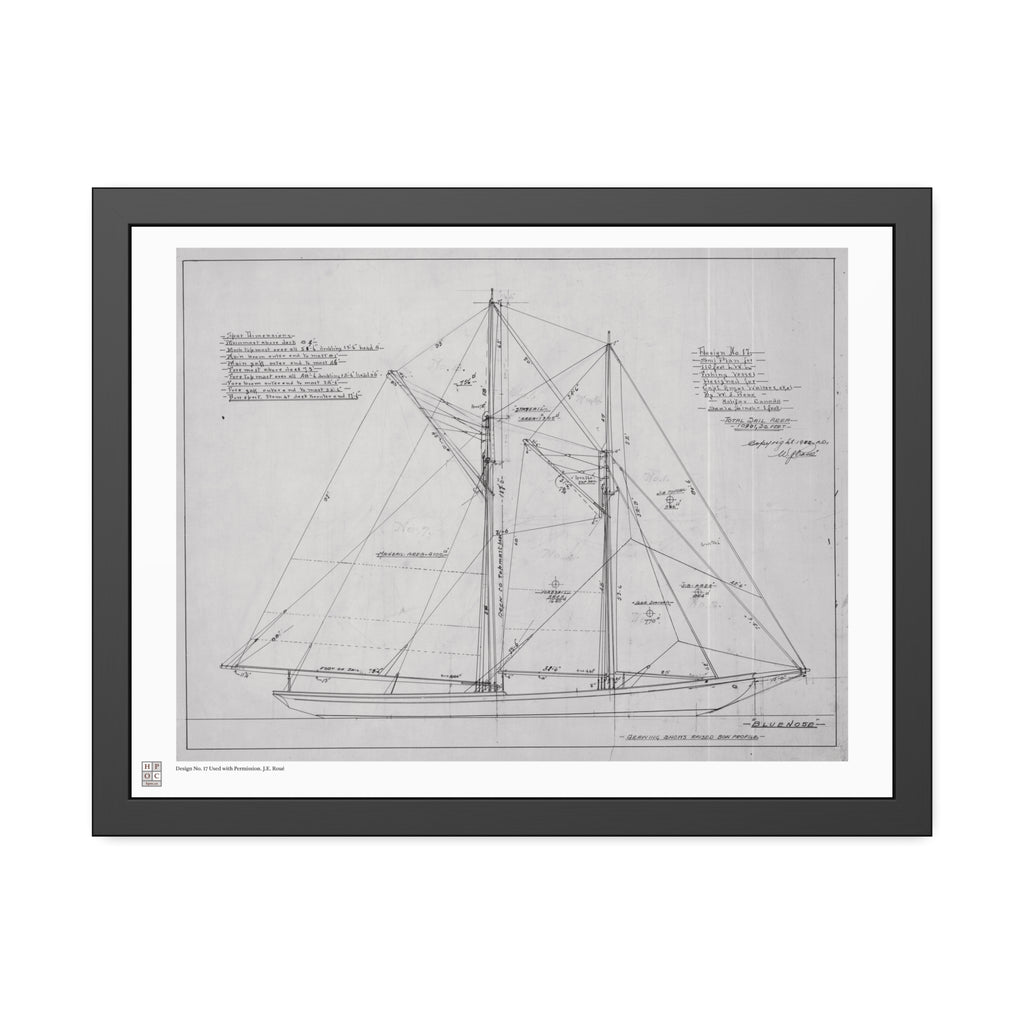 Framed Print - "Bluenose Sail Plan” by William James Roué, Halifax, Canada, 1921