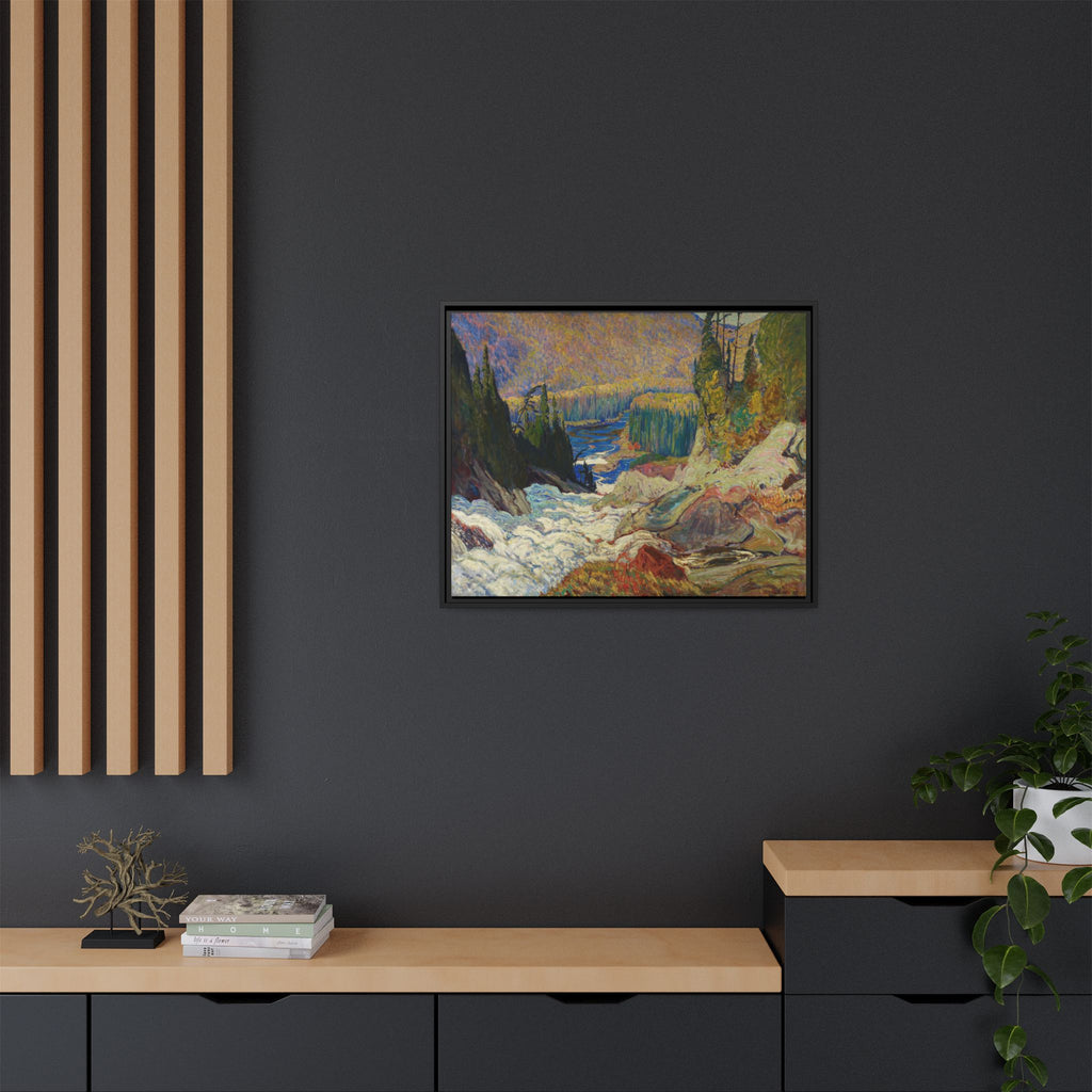Falls, Montreal River, 1920 — J.E.H. MacDonald — Framed Canvas Print