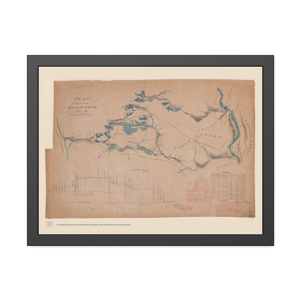 Plan of the Line of the Rideau Canal, 1829 - Framed Print