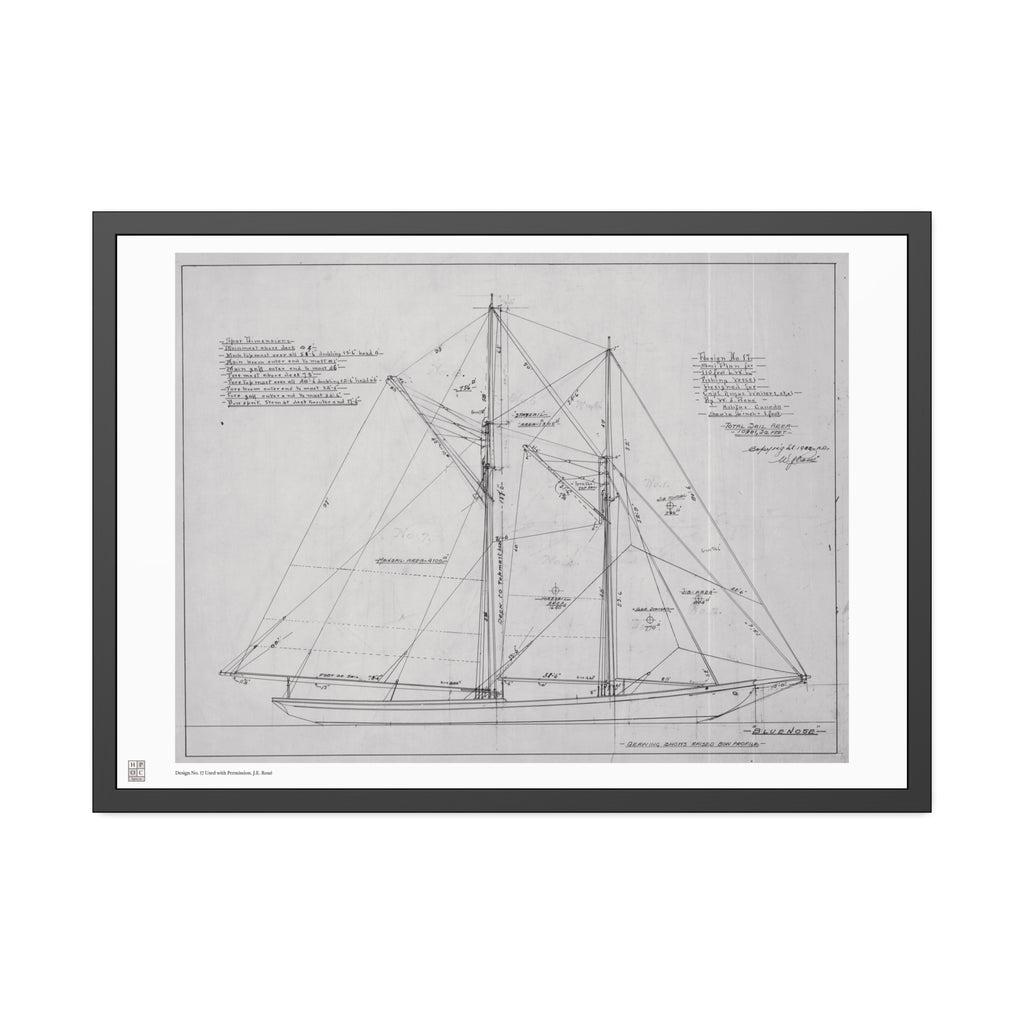 Framed Print - "Bluenose Sail Plan” by William James Roué, Halifax, Canada, 1921