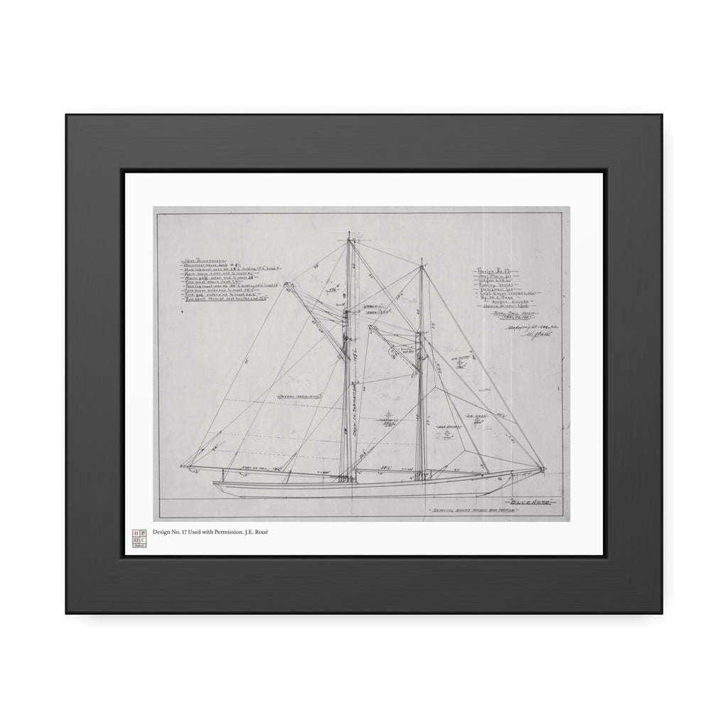 Framed Print - "Bluenose Sail Plan” by William James Roué, Halifax, Canada, 1921