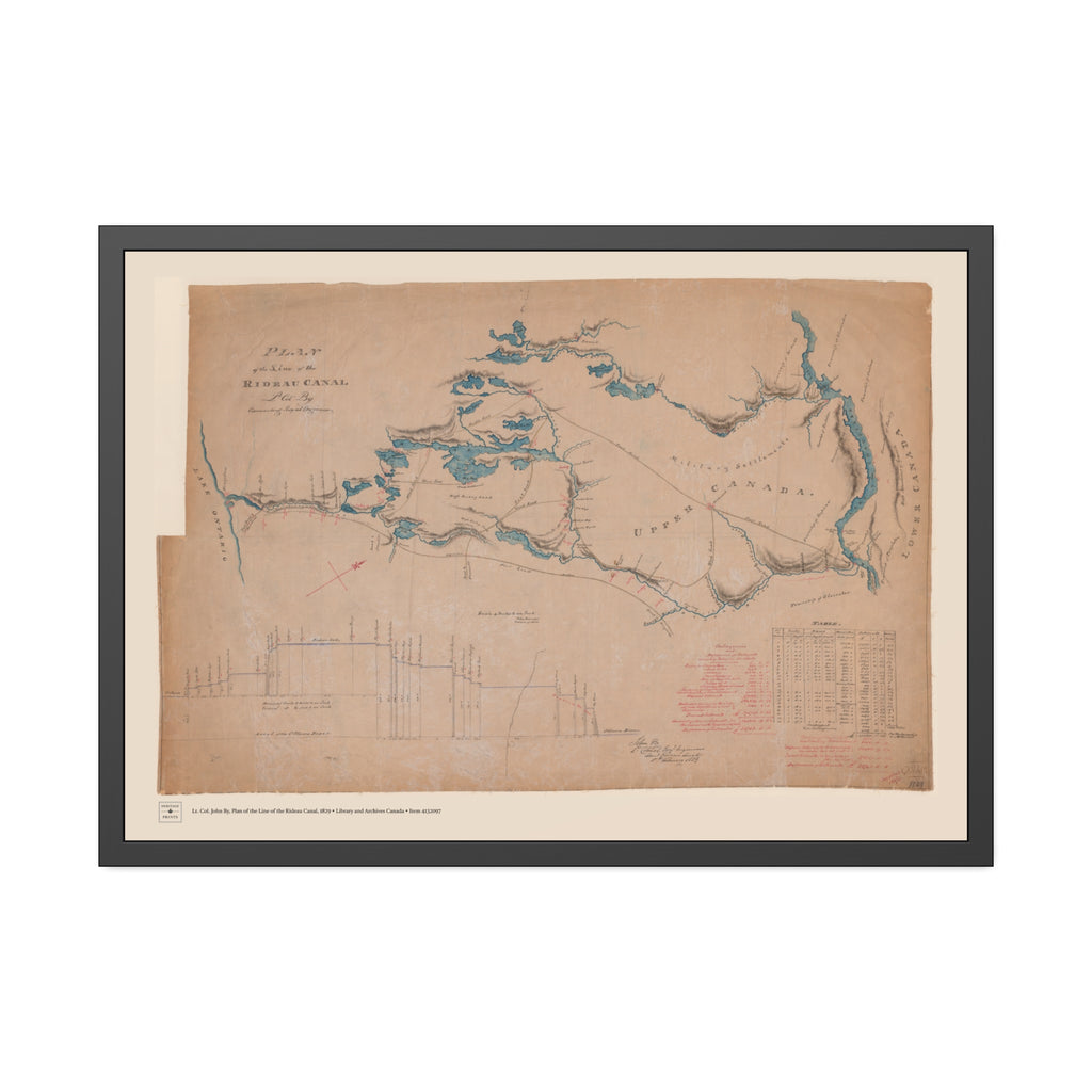 Plan of the Line of the Rideau Canal, 1829 - Framed Print