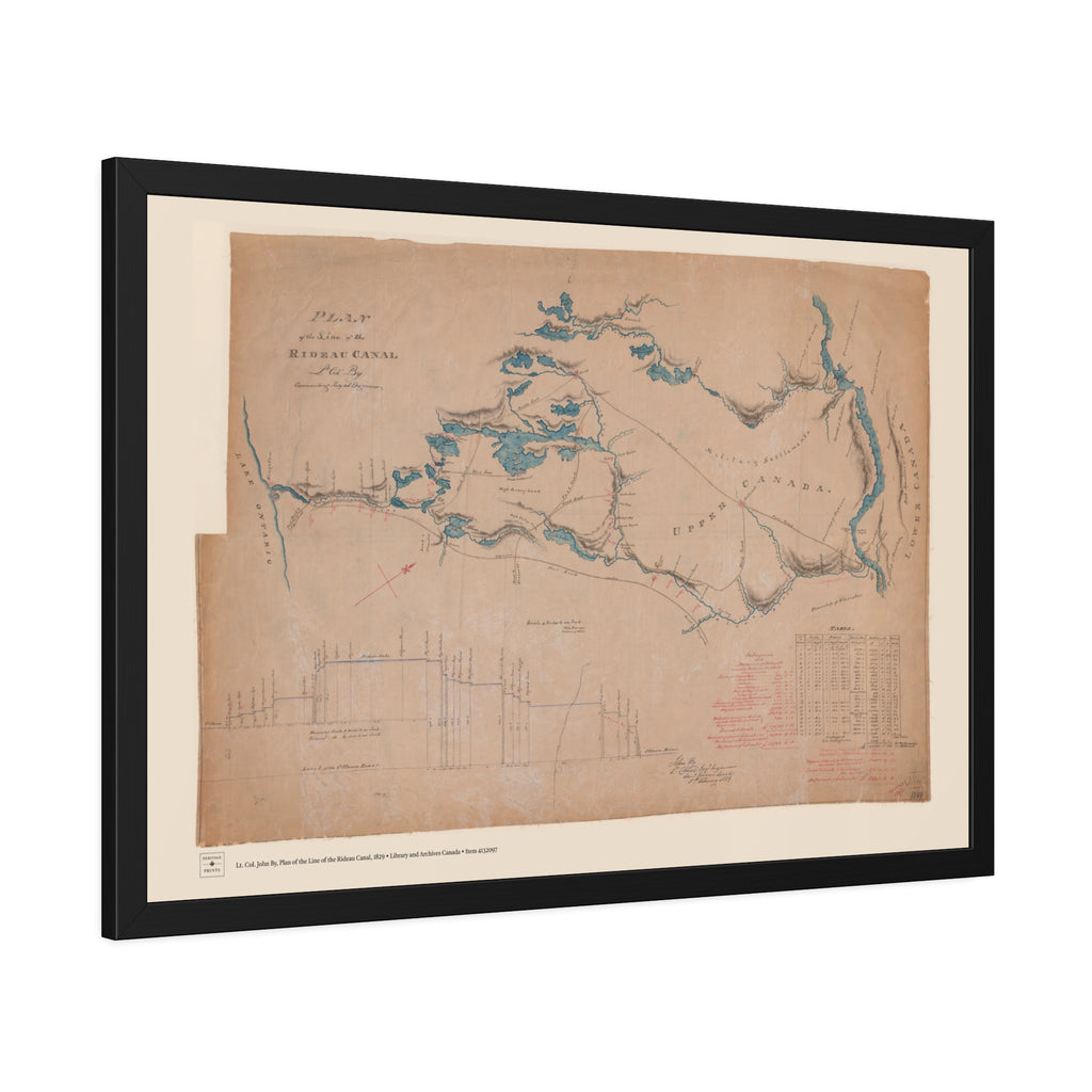 Plan of the Line of the Rideau Canal, 1829 - Framed Print