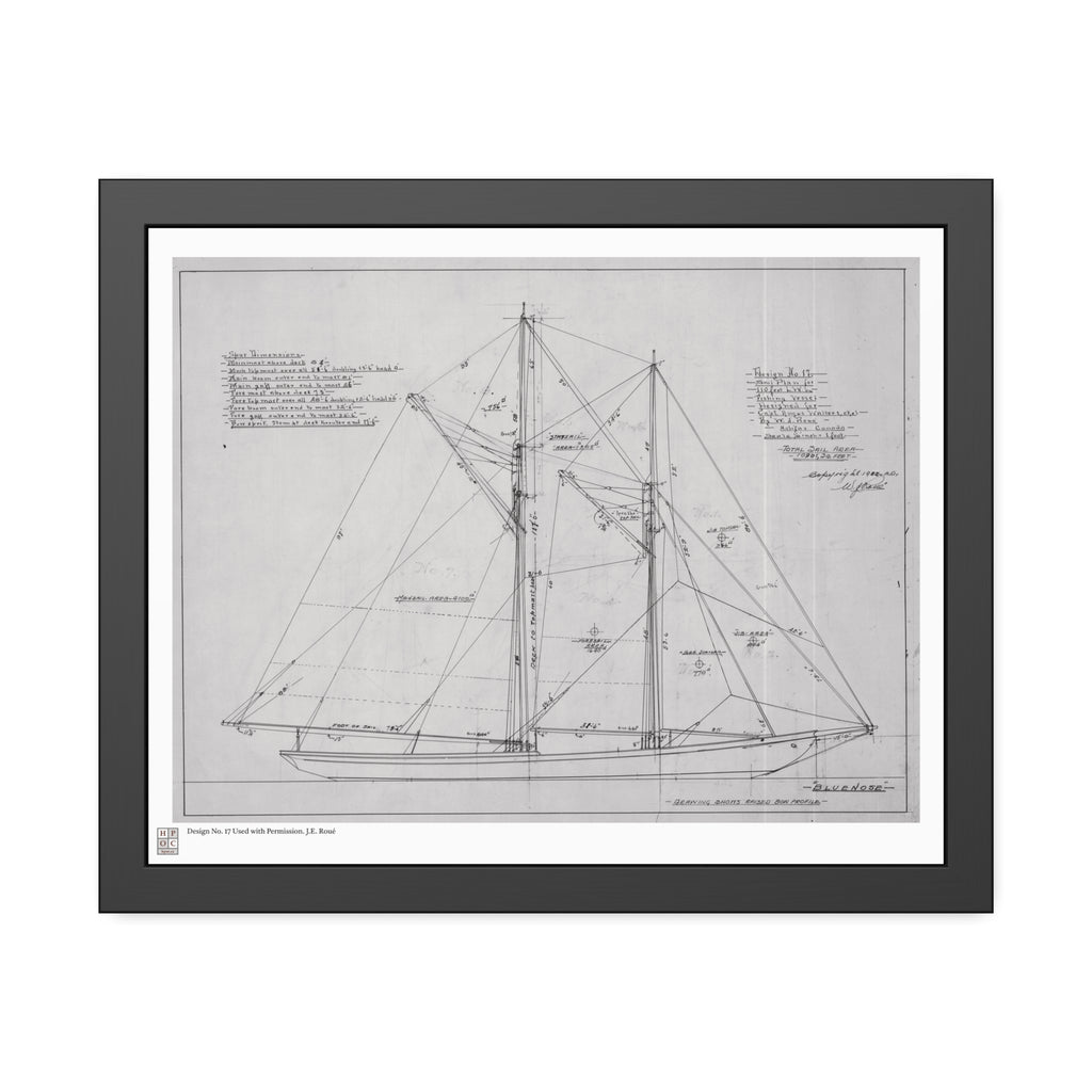 Framed Print - "Bluenose Sail Plan” by William James Roué, Halifax, Canada, 1921
