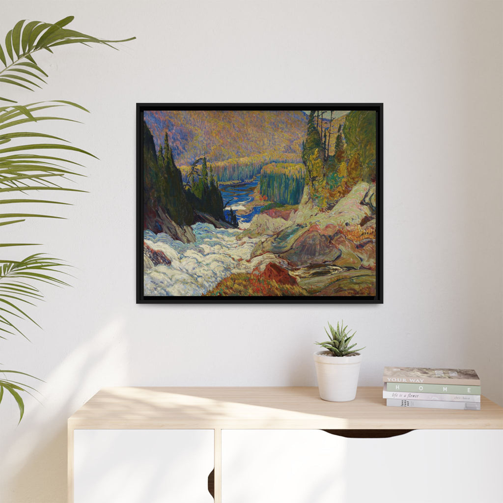 Falls, Montreal River, 1920 — J.E.H. MacDonald — Framed Canvas Print