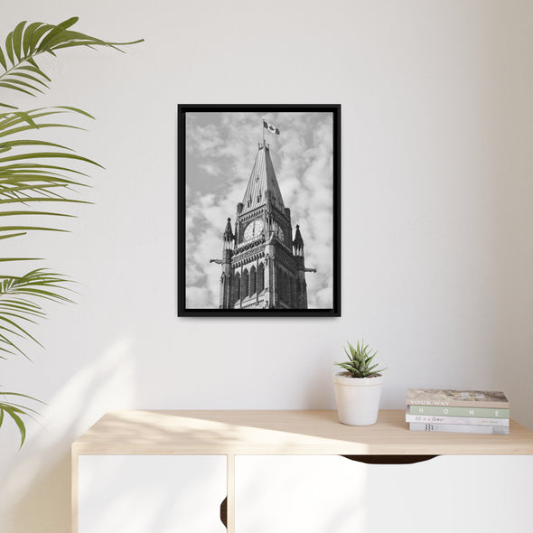 Peace Tower by HPOC (Black & White, Matte Canvas, Black Frame)