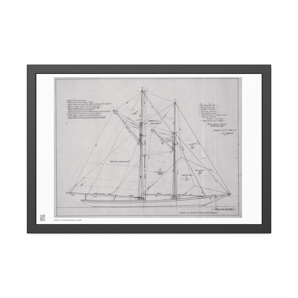 Framed Print - "Bluenose Sail Plan” by William James Roué, Halifax, Canada, 1921
