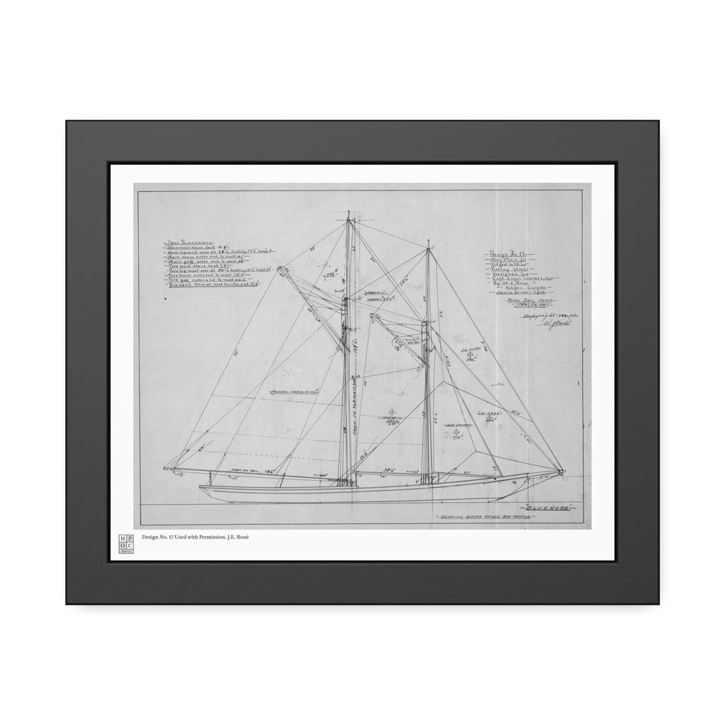 Framed Print - "Bluenose Sail Plan” by William James Roué, Halifax, Canada, 1921