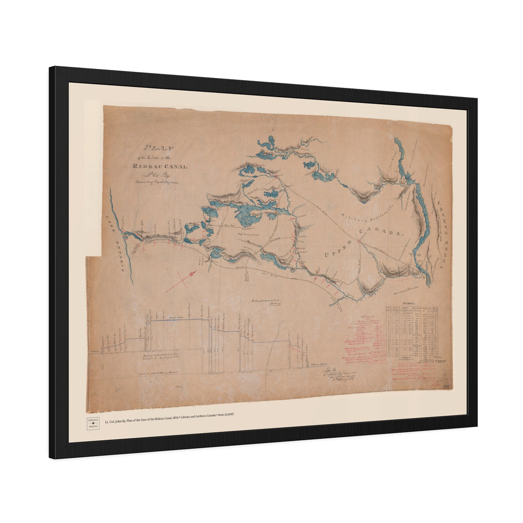 Plan of the Line of the Rideau Canal, 1829 - Framed Print