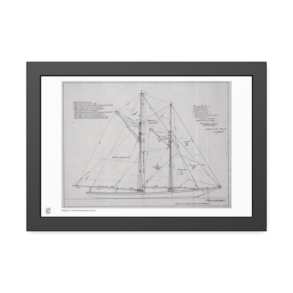 Framed Print - "Bluenose Sail Plan” by William James Roué, Halifax, Canada, 1921