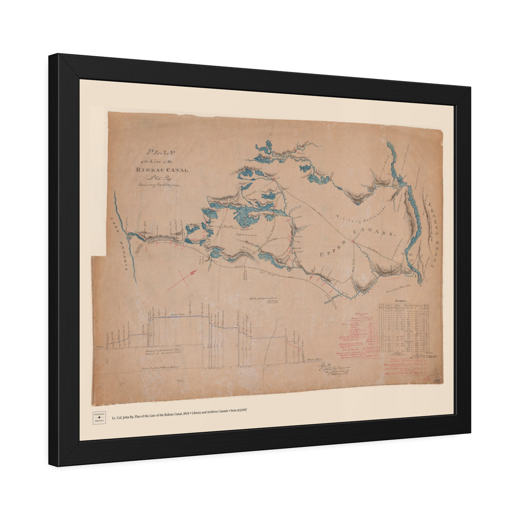 Plan of the Line of the Rideau Canal, 1829 - Framed Print