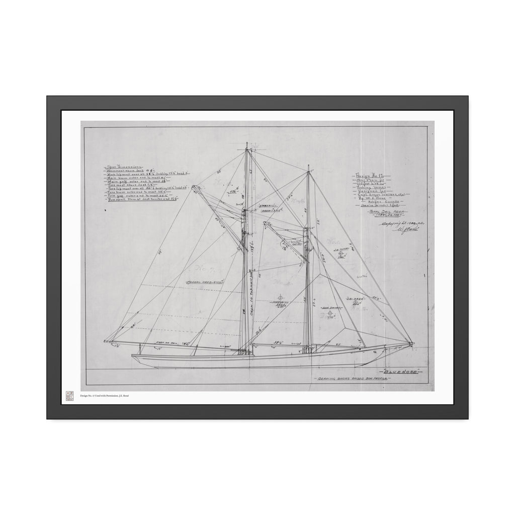 Framed Print - "Bluenose Sail Plan” by William James Roué, Halifax, Canada, 1921